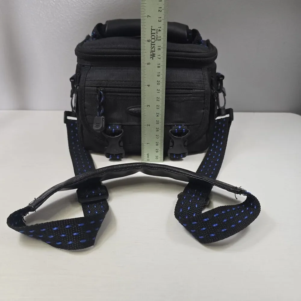 Samsonite-Black Nylon Padded Camera Shoulder Bag Dividers Adjustable Compartment